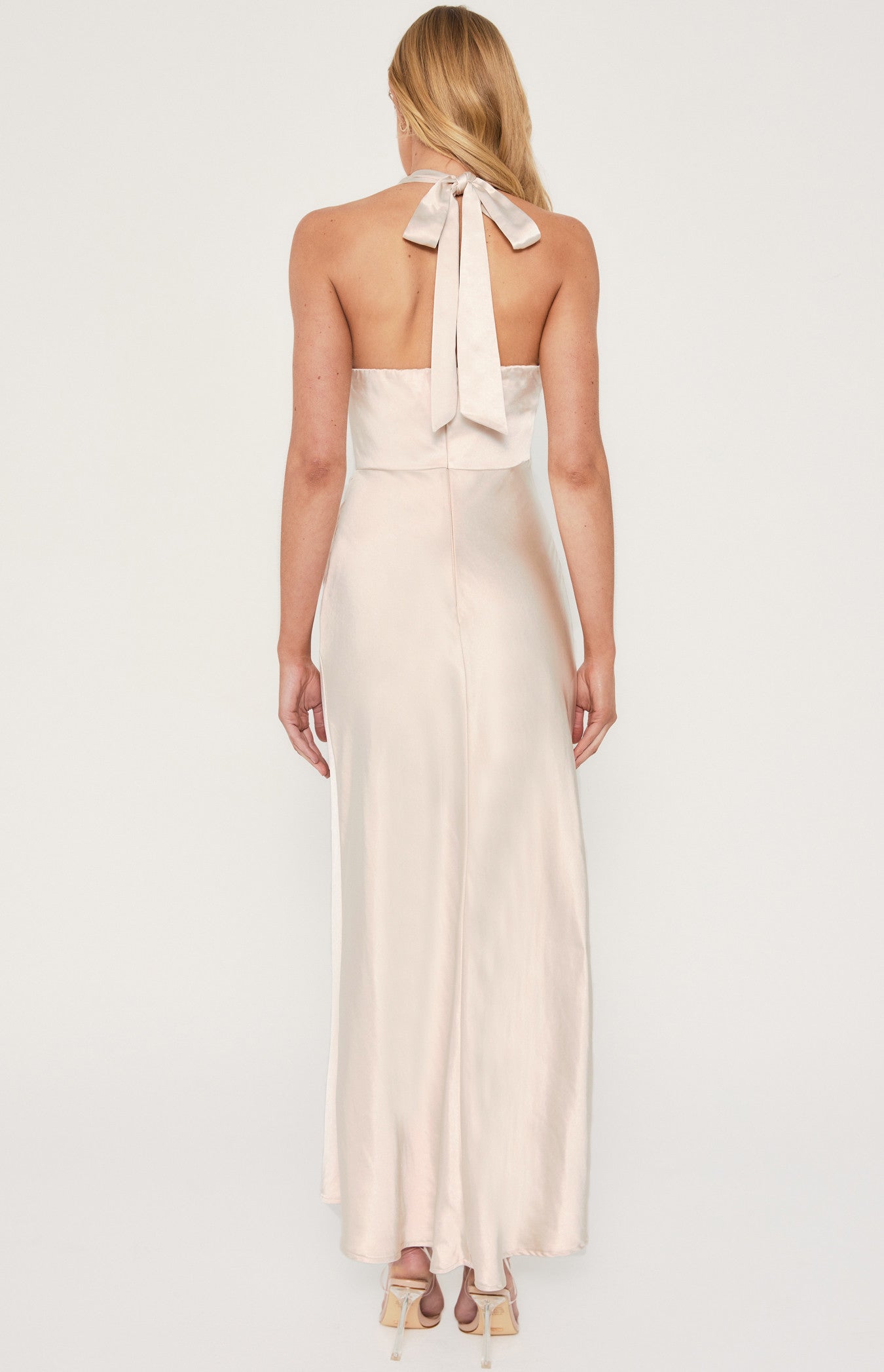 Satin Halter Neck Midi Dress