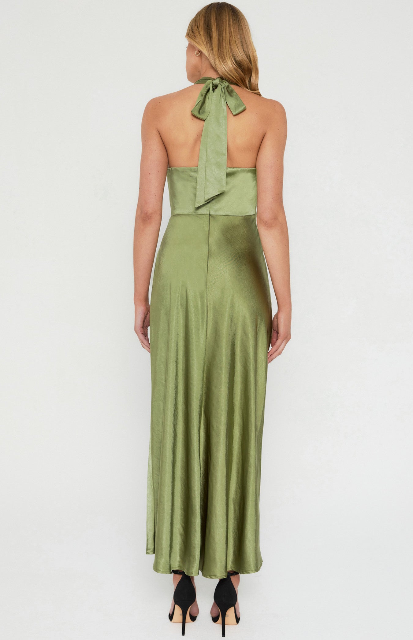 Satin Halter Neck Midi Dress