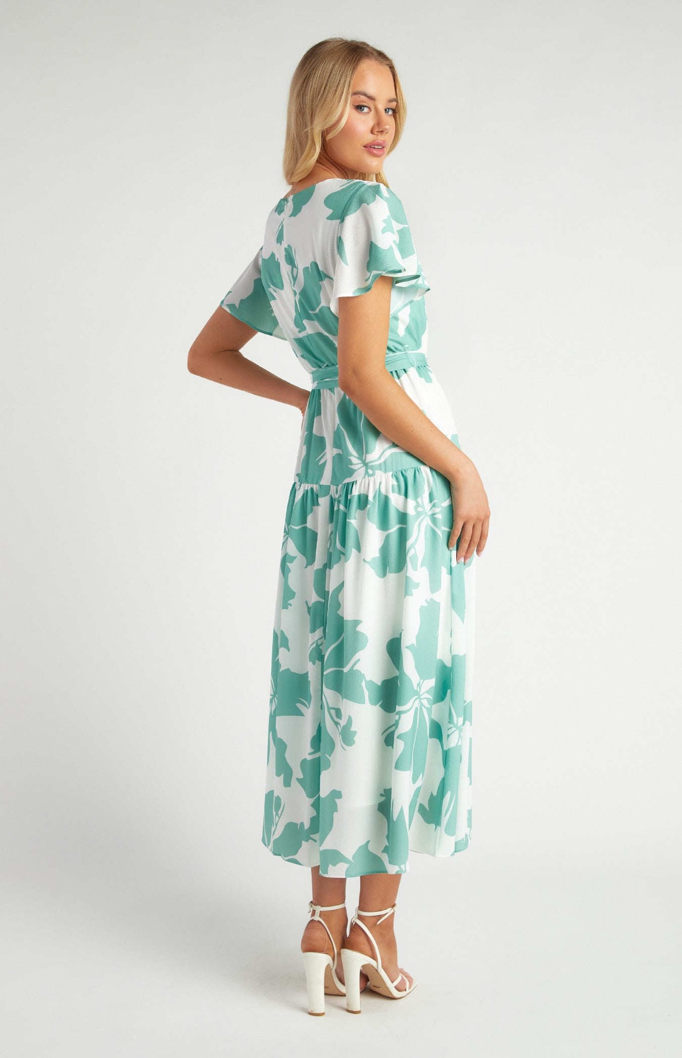 Floral Print Front Button Detail Midi Dress