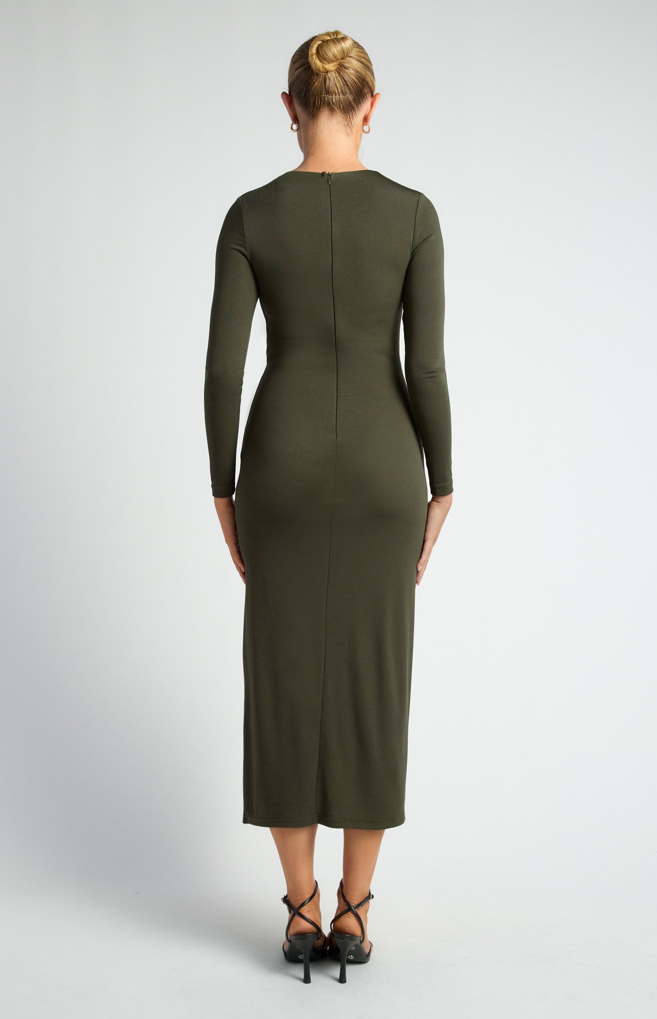 Pleated Detail Stretch Jersey Midi Dress