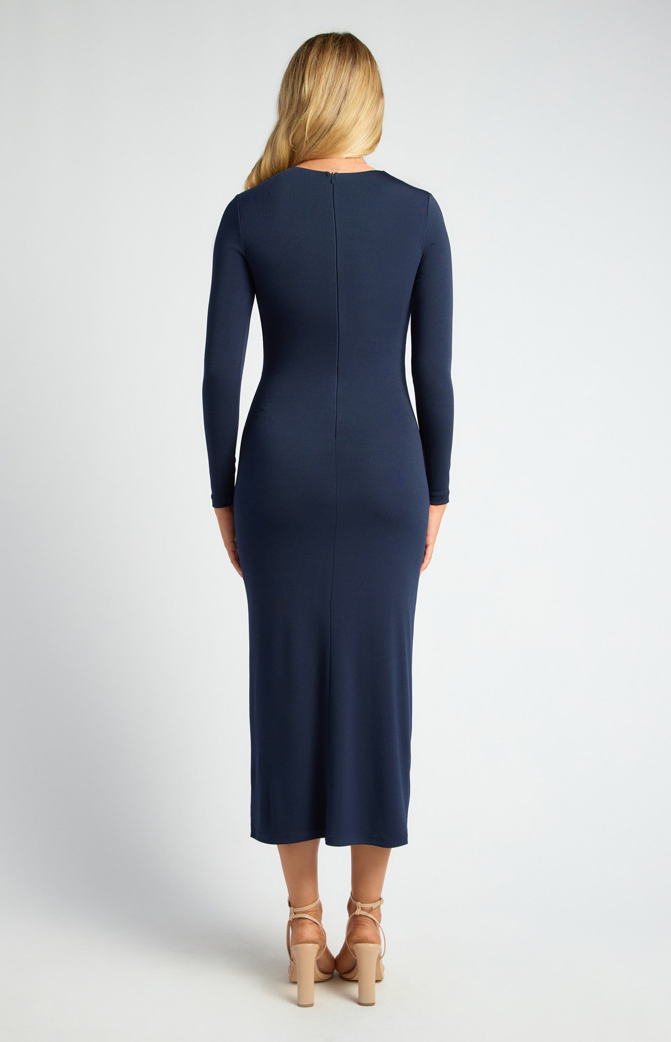 Pleated Detail Stretch Jersey Midi Dress