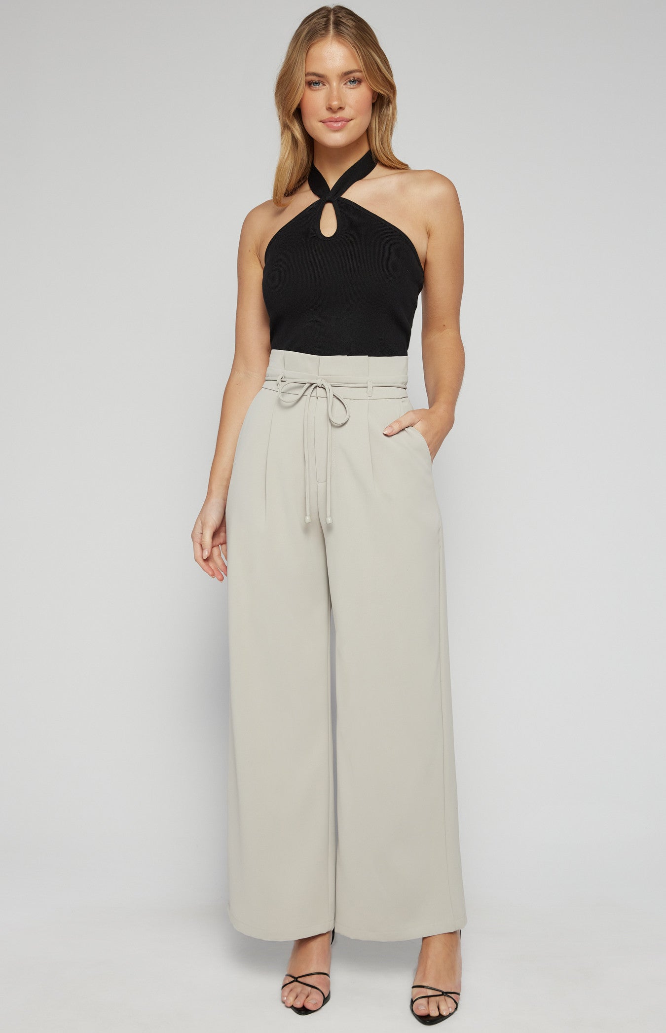 Halter Neck Knit Top with Key-Hole Detail