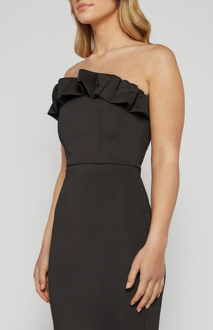 Ruffle Trim Neckline Detail Bodycon Dress