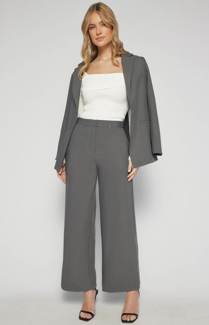 Collared Blazer with Pockets and Tie Belt