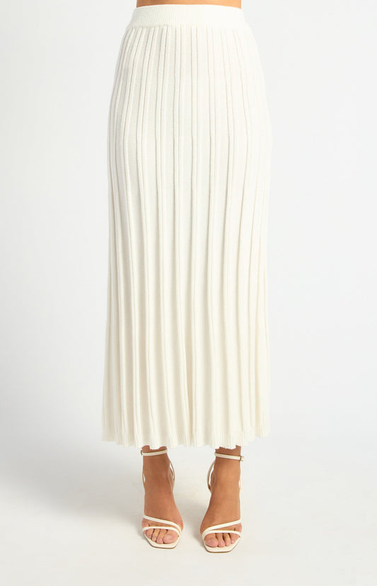 Raised Rib Textured Knit Midi Skirt