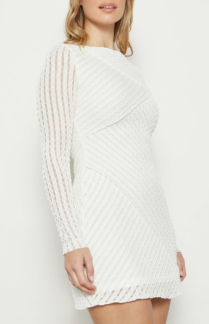 Textured Jersey Dress with Contrast Panel