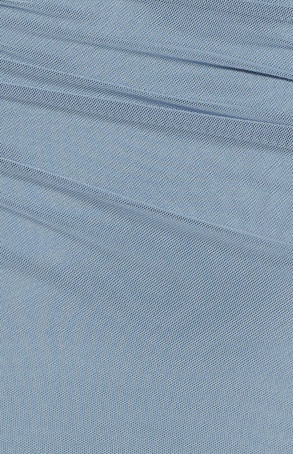 Contour Line Ruched Detail Mesh Mini Dress