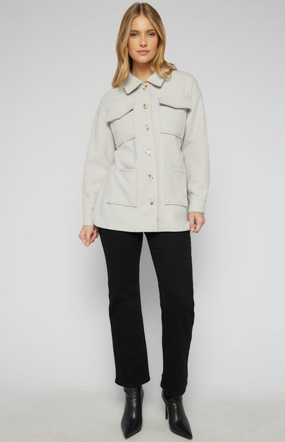 Tweed Trucker Jacket with Patch Pocket Details