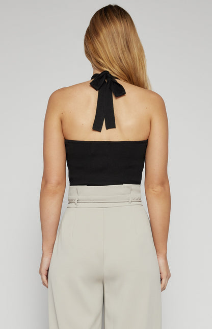 Halter Neck Knit Top with Key-Hole Detail
