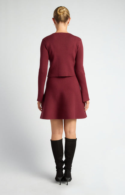 Knit Mini Dress and Cardigan Set with Self-Fabric Buttons